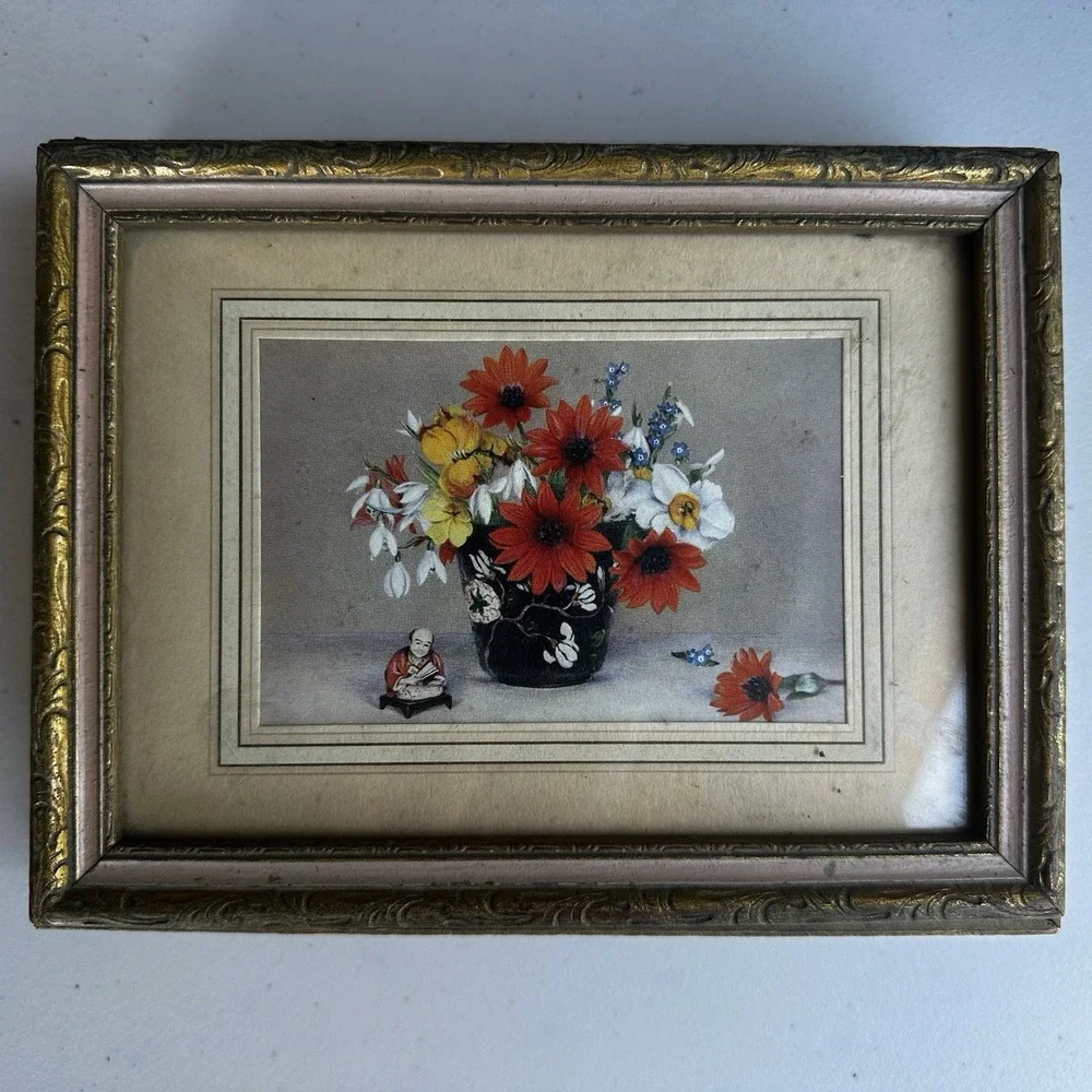Vintage Wooden Jewelry Trinket Dresser Picture Frame Box Ornate Victorian Rococo